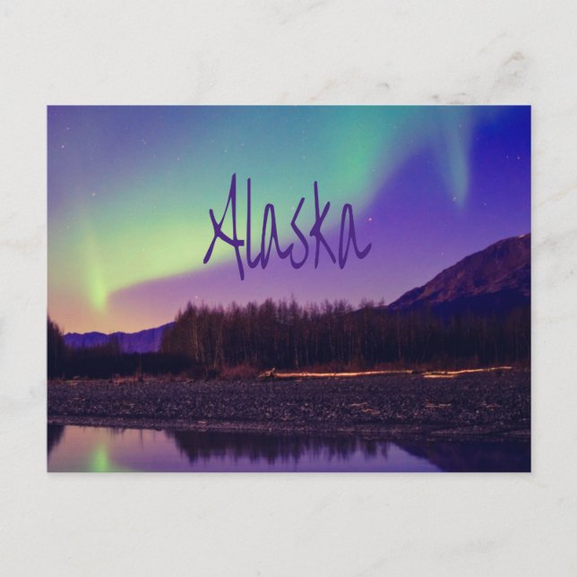 Carte Postale Alaska Northern Lights Mountains Lake (Devant)
