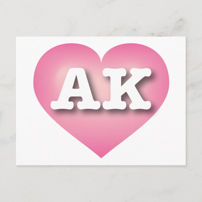 Carte Postale Alaska Rose Fade Heart - I love AK (Devant)