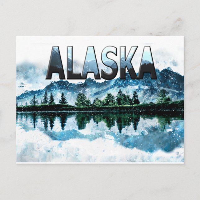 Carte Postale Alaska Watercolor Mountain Landcape Adventure (Devant)