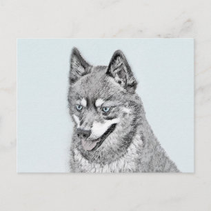 Carte Postale Alaskan Klee Kai Peinture - Cute Original Chien Ar