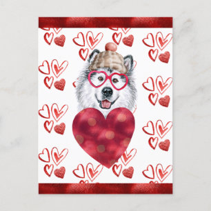Carte Postale Alaskan Malamute Coeur Amoureux des chiens Valenti