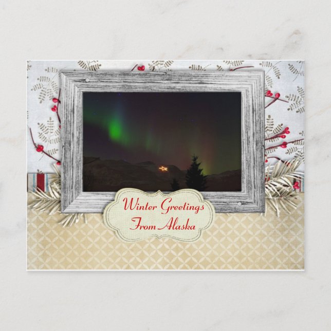 Carte postale Alaskan Northern Lights Winter Greys (Devant)