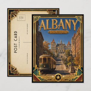 Carte Postale Albany New York Art Déco vintage Âge d'or