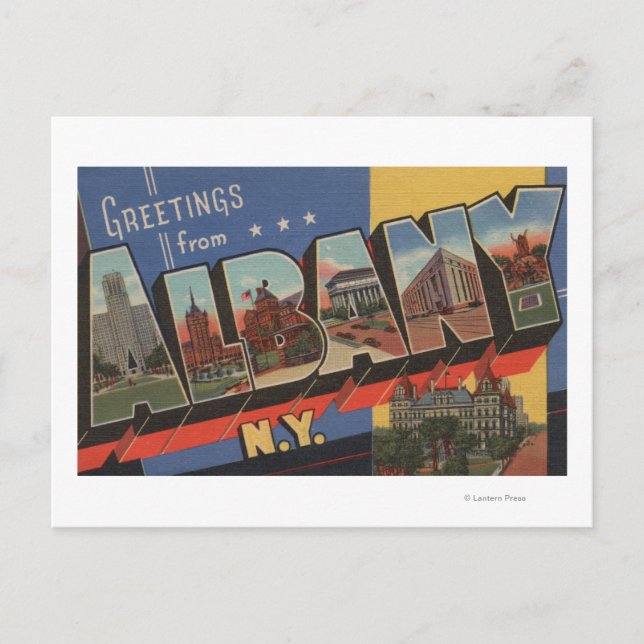 Carte Postale Albany, New York - Scènes de grandes lettres (Devant)