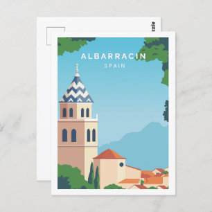 Carte Postale Albarracin Espagne Célèbre Lieu de Voyage Illustra
