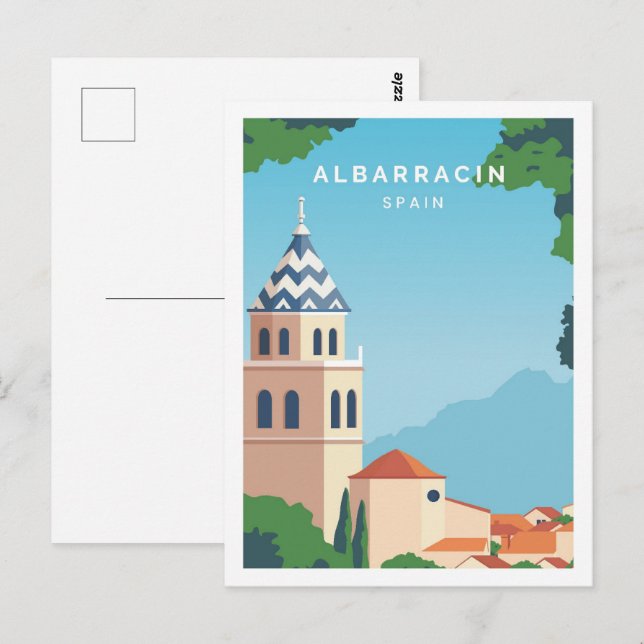 Carte Postale Albarracin Espagne Célèbre Lieu de Voyage Illustra (Devant / Derrière)