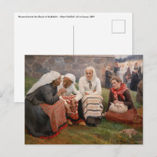 Carte Postale Albert Edelfeel - Femmes à l'extérieur de l'église
