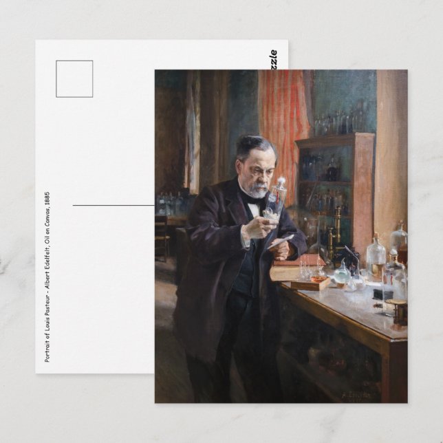 Carte Postale Albert Edelfeue - Portrait de Louis Pasteur (Devant / Derrière)