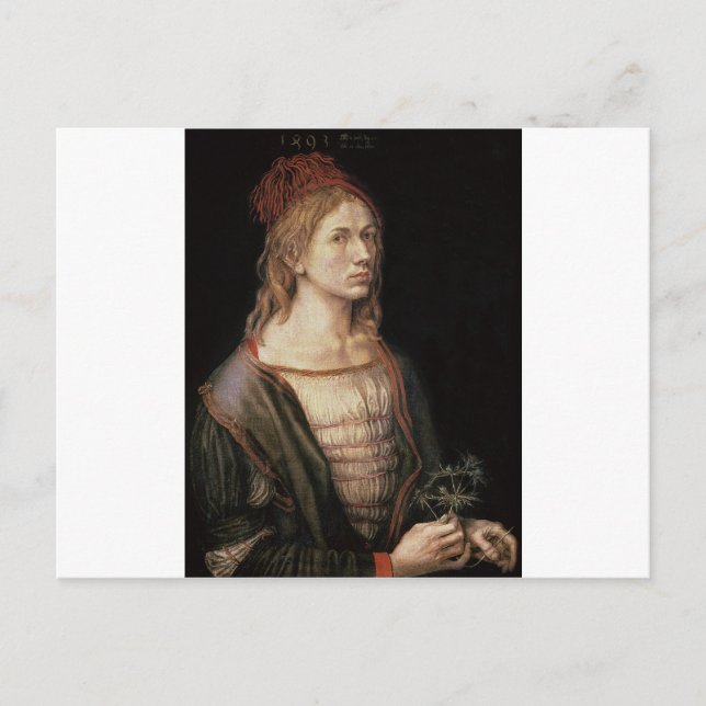 Carte Postale Albrecht Dürer - Autoportrait avec un chardon (Devant)