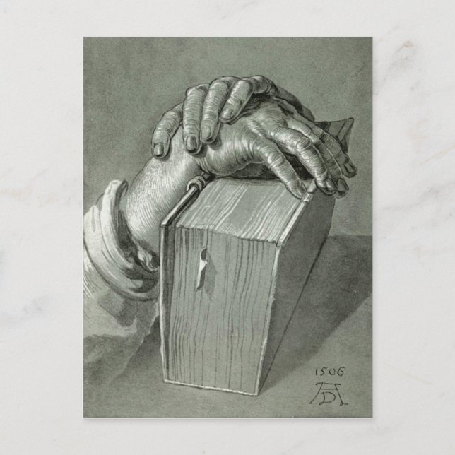 Carte Postale Albrecht Dürer Etude à la main avec la Bible (Devant)
