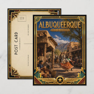 Carte Postale Albuquerque Nouveau-Mexique Art Déco Vintage Âge d