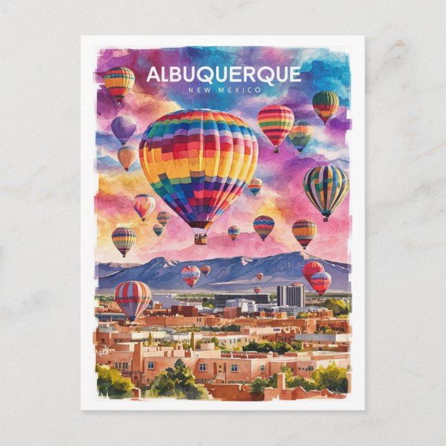 Carte Postale Albuquerque Nouveau-Mexique Hot Air Ballons aquare (Devant)