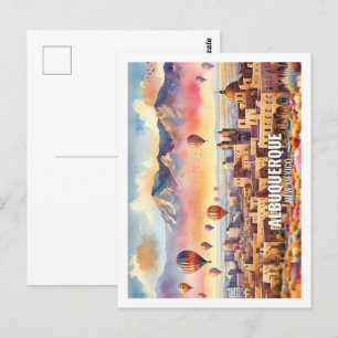 Carte Postale Alburquerque Nouveau-Mexique Fameux Place aquarell