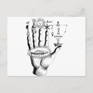 Carte Postale Alchimie inhabituelle du soleil main Steampunk