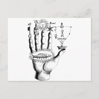 Carte Postale Alchimie inhabituelle du soleil main Steampunk