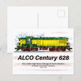Carte Postale Alco C-628 Diesel Locomotive et drapeau américain