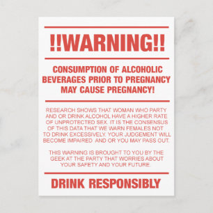 Carte Postale Alcool amusant et avertissement de grossesse
