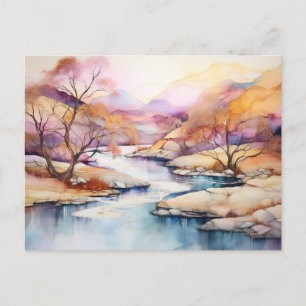 Carte Postale Alcool et ink landscape in soft colors