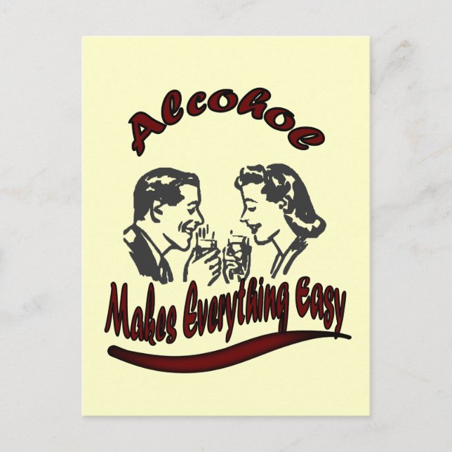 Carte Postale Alcool vintage Retro Rend tout facile (Devant)