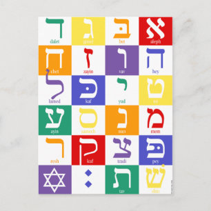 Carte Postale Aleph-Bet (Alphabet hébreu) - Arc-en-ciel