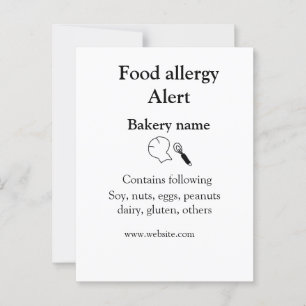 Carte Postale Alerte d'allergie alimentaire ajouter le nom texte