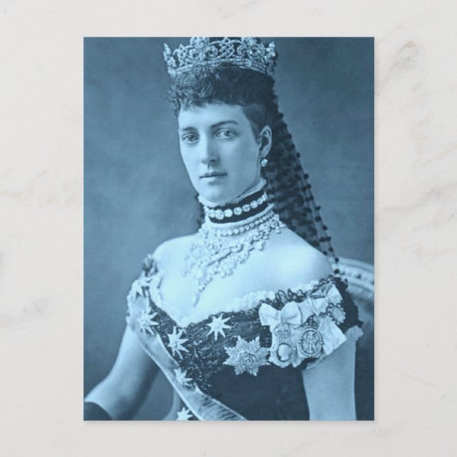 Carte Postale Alexandra de Danemark en bleu (Devant)