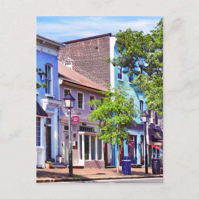 Carte Postale Alexandria VA - Bâtiments Bleus rue King (Devant)