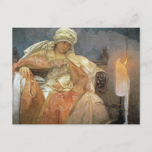 Carte Postale Alfons Mucha ~ Femmes avec bougie brûlante
