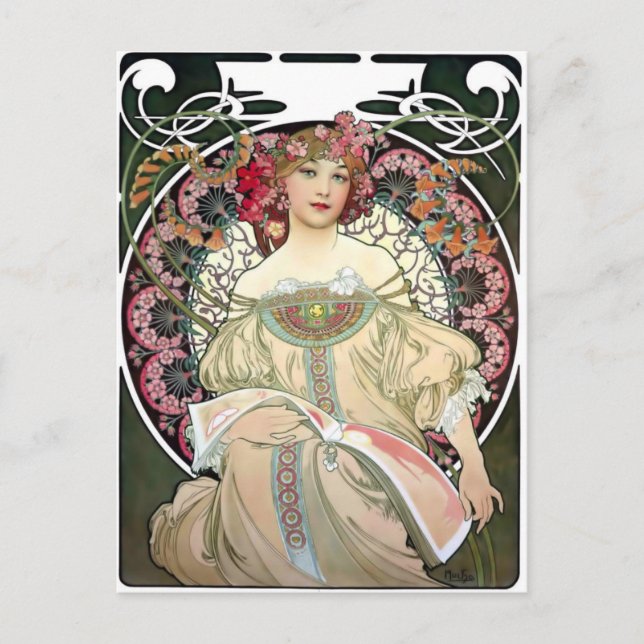 Carte Postale Alfons Mucha Reverie 1897 (Devant)
