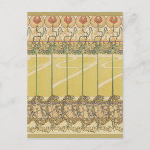 Carte Postale Alfonse Mucha Papier Peint Floral Art Nouveau Coqu