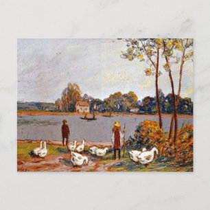 Carte Postale Alfred Sisley art : Au Bord De La Rivière Loing