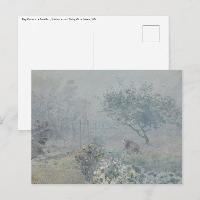 Carte Postale Alfred Sisley - Fog, Voisins (Devant / Derrière)