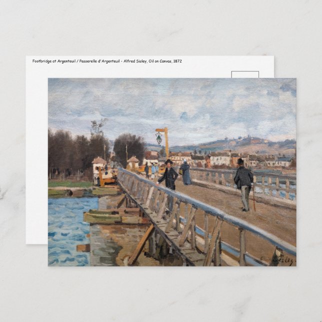 Carte Postale Alfred Sisley - Footbridge à Argenteuil (Devant / Derrière)