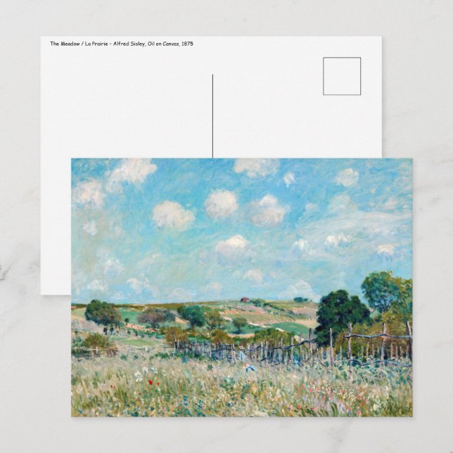 Carte Postale Alfred Sisley - Le pré (Devant / Derrière)