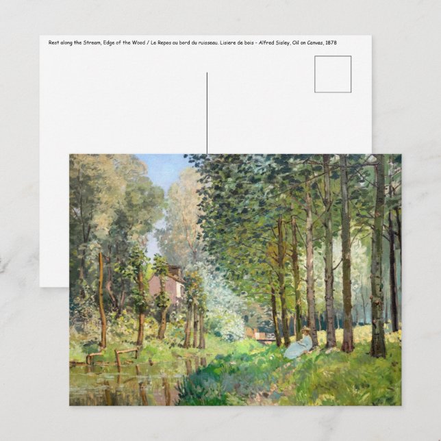 Carte Postale Alfred Sisley - Reposez le long du ruisseau (Devant / Derrière)