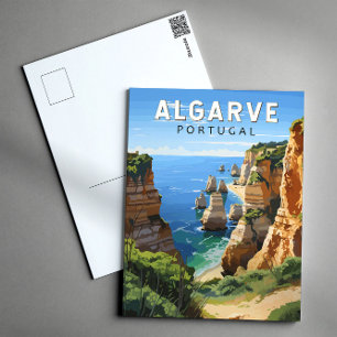 Carte Postale Algarve Portugal Voyage Art Rétro