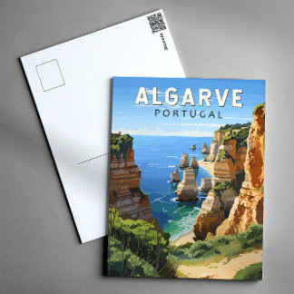 Carte Postale Algarve Portugal Voyage Art Rétro