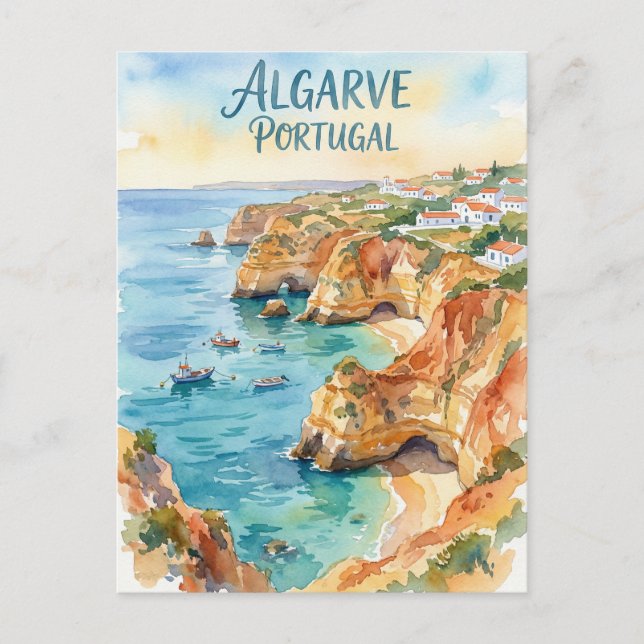 Carte Postale Algarve Portugal water color (Devant)