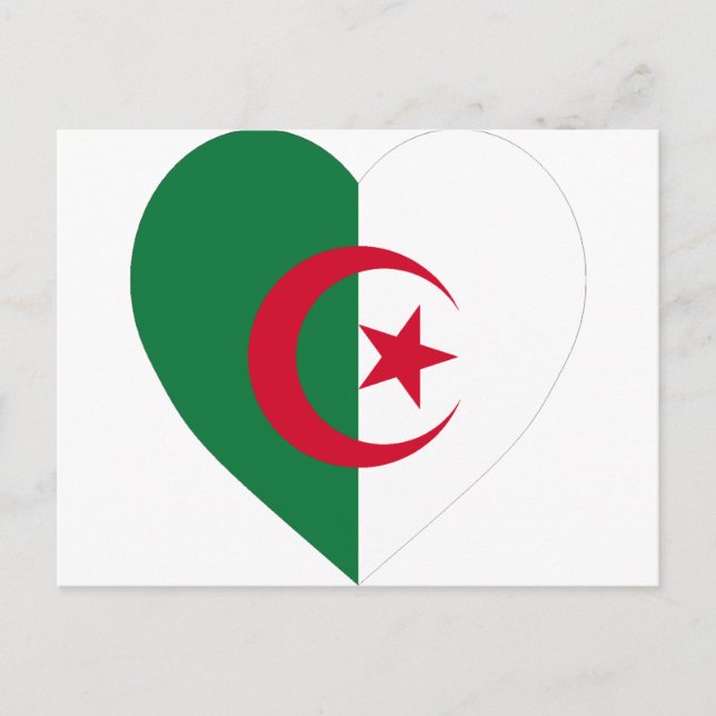 Carte Postale Algérie - Coeur du drapeau (Devant)