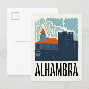 Carte Postale Alhambra Granada Espagne Voyage abstrait art flora