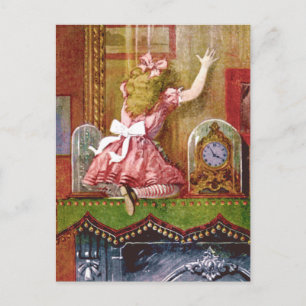 CARTE POSTALE ALICE À TRAVERS LE VERRE REGARDANT