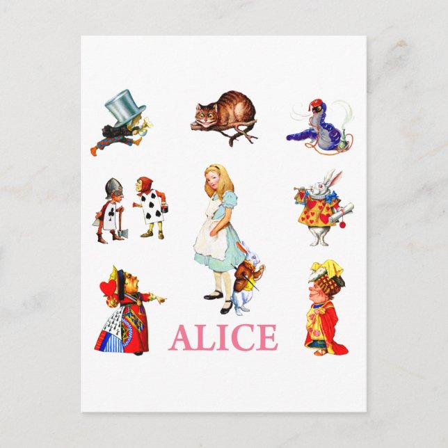 Carte Postale Alice à Wonderland et Friends (Devant)