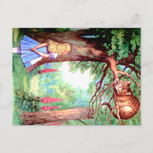 Carte Postale Alice and The Cheshire Cat à Wonderland