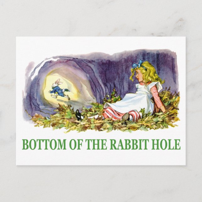 Carte Postale Alice au fond du trou du lapin. (Devant)