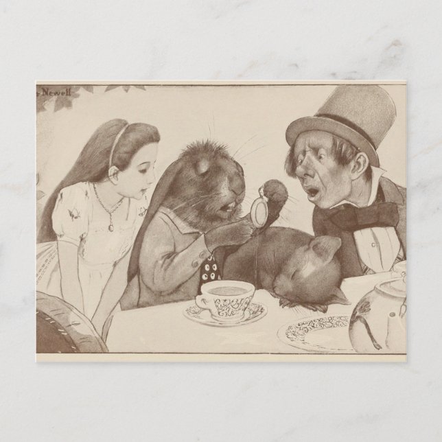 Carte Postale Alice au pays des merveilles, à la table de thé (Devant)