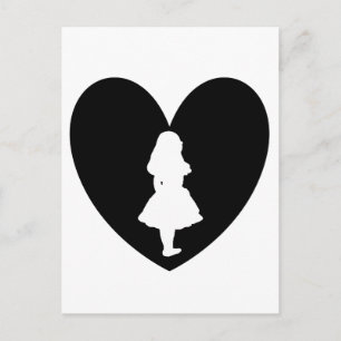 Carte Postale Alice au pays des merveilles Aimer en noir et blan