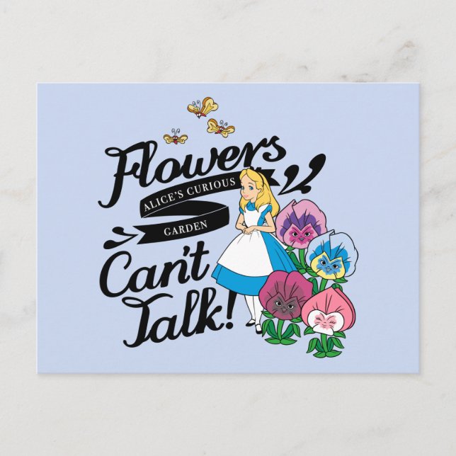 Carte Postale Alice Au Pays Des Merveilles | Alice & Les Fleurs (Devant)