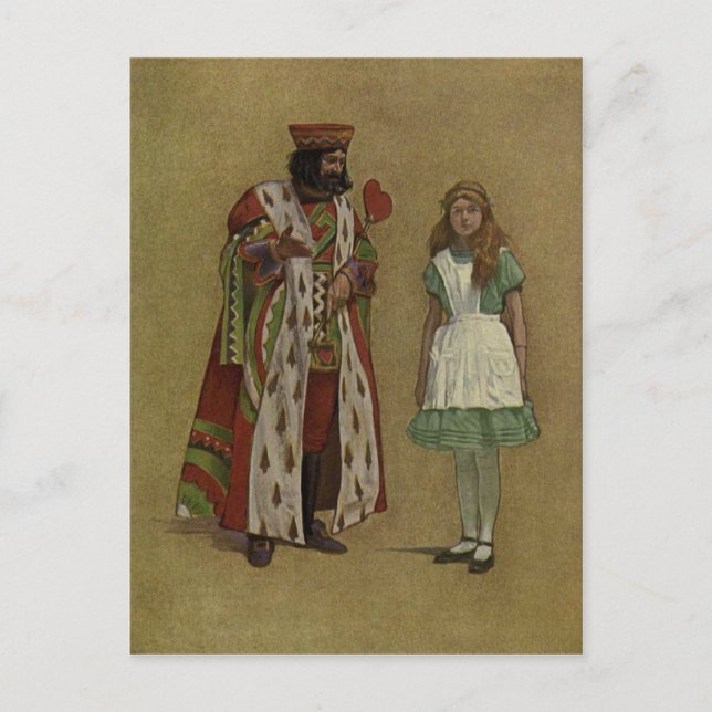 Carte Postale Alice au pays des merveilles et le roi des coeurs (Devant)