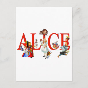 Carte Postale Alice au pays des merveilles et ses amis