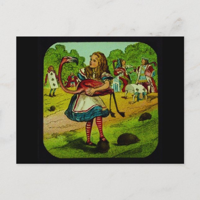 Carte Postale Alice au pays des merveilles Flamant rose Croquet (Devant)